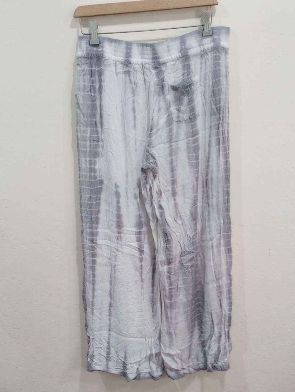 Anthropologie Mermaid Beachcomber Wide Leg Tie Dye  Gray And White Pants, Size M - Picture 5 of 16